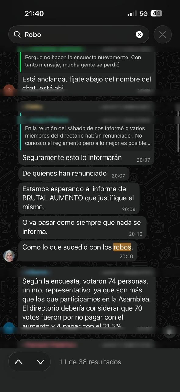 Estamos esperando el informe del BRUTAL AUMENTO que lo justifique. Votaron 74 vecinos: 70 por no pagar el aume